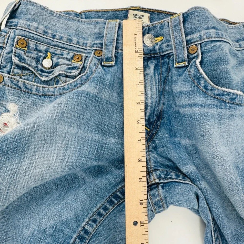 True Religion Billy Jeans Mens 32 Blue Distressed Bootcut Y2K Made in USA